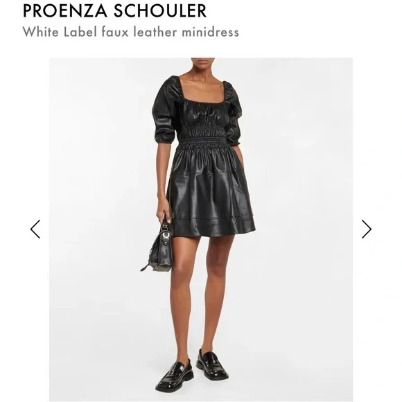 Faux Leather Square Neck Dress Black | Proenza Schouler White Label Faux Leather Square Neck Dress Black | Proenza Schouler White Label